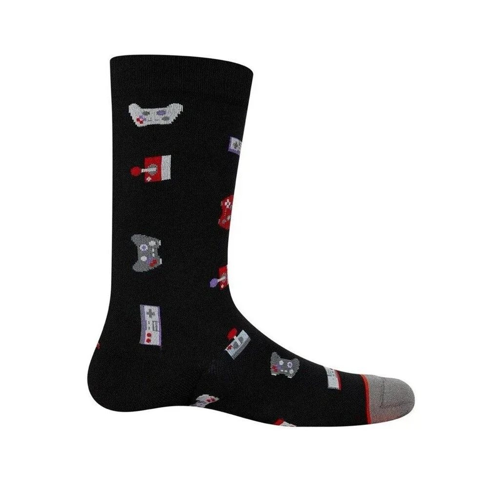 Saxx Cew Dress Socks Video Gamer Black New Gaming Performance Features Médium